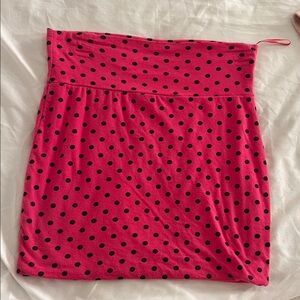 Chic Pink and Black Polka Dot Mini Skirt